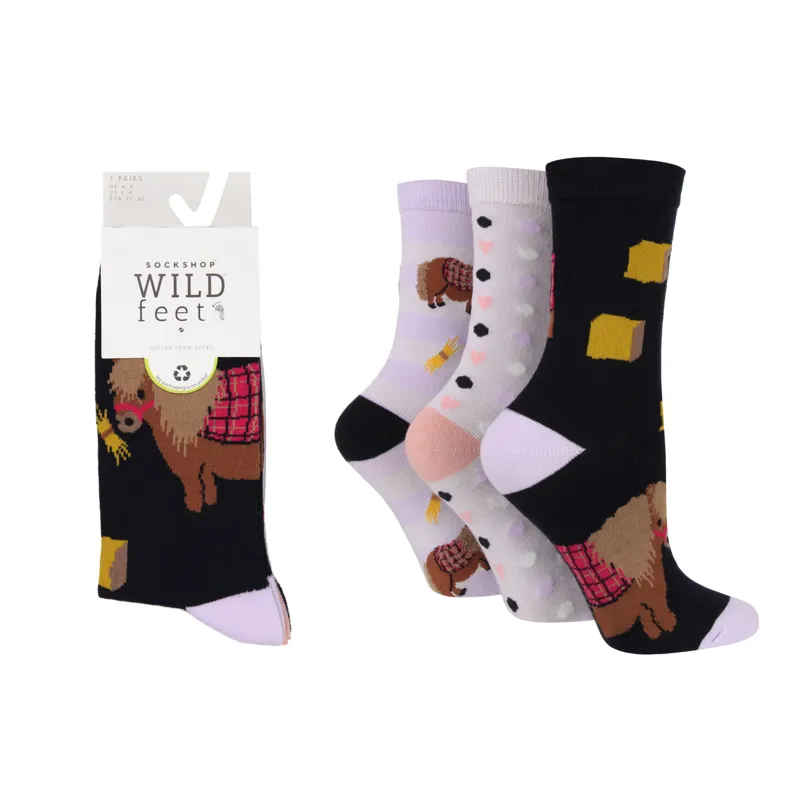 Wildfeet Snacky Pony Crew Socks Adults 3 Pack